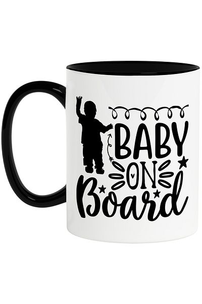 StoryGift Romania Mug with a baby figure and the text "Baby on board" - baby on board with Handle, With,STG.
