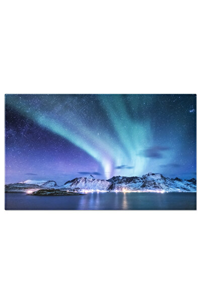 StoryGift Romania Tablou Canvas Fotografie Cu Aurora Boreala Peste Insulele L...