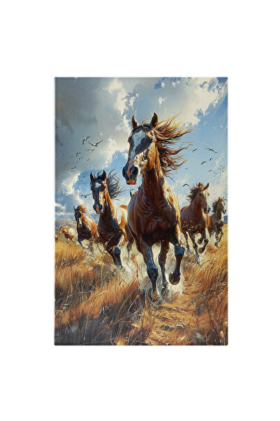StoryGift Romania Tablou Canvas Galopul Disperat Al Cailor Sălbatici Și Zboru...