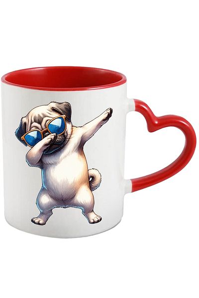 StoryGift Romania Mug with a dancing Pug puppy | with sunglasses | illustration | funny, With ,STG.
