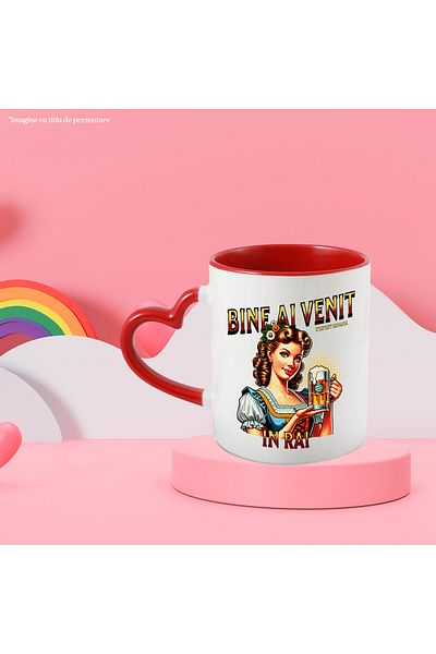 StoryGift Romania Mug Woman in traditional dress, beer mug, 330ml, Ceramic with Heart Handle, With,STG
