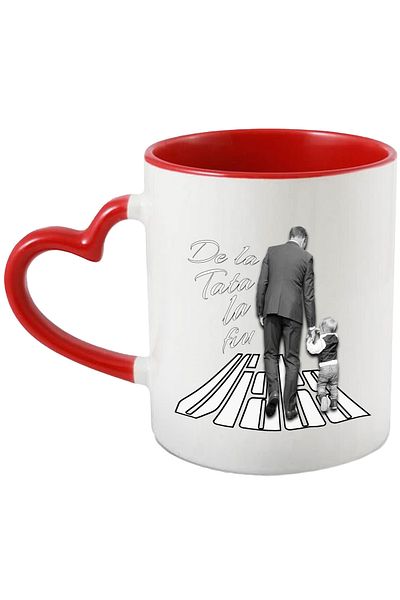 StoryGift Romania Mug Life Cycle of Man and Child from Father to Son, 330ml, Ceramic with Heart Handle, With,STG.