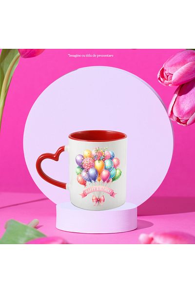 StoryGift Romania Cana Cu Multe Baloane Colorate | Ilustratie | Diverse Culori | Flori | Funda | ", Cu ,stg