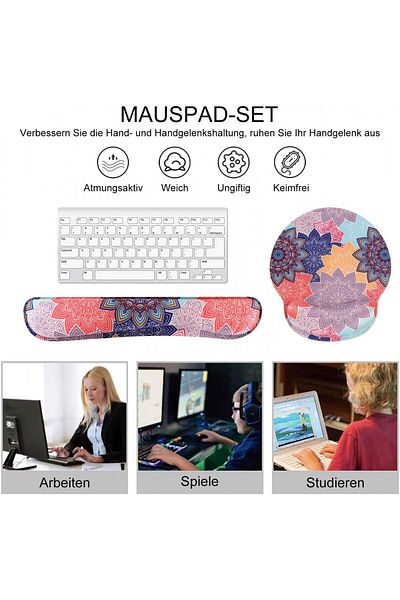 Haocoo Mousepad And Wrist Rest Set, Memory Foam/pu Rubber, Multicolor