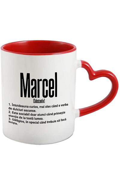 StoryGift Romania Mug With The Name Marcel, With Funny Message, Curious, Sociable, Noisy, 330ml, Wax, With,STG.