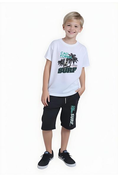 FYK KİDS Boy's Summer Surf Printed Bottom-Top Suit
