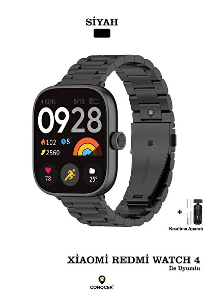 CONOCER Xiaomi Redmi Watch 4 Uyumlu Metal Paslanmaz Çelik Bakla Kordon – Yüks...