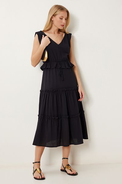 Lovelyİstanbul Rochie de in cu decolteu în V NEGRĂ LYY0089