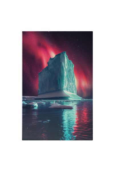 StoryGift Romania Tablou Canvas: Lumina Roșie Ce Topește Gheța Apei În Care Se Odihnește Ghețarul Masiv Pictura D