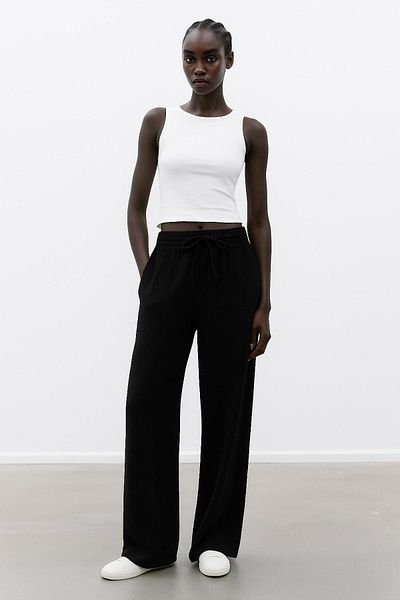 HAKKE Elastic Waist Muslin Palazzo Trousers