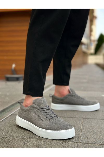 EBRUS TREND Ba0104 Lace-Up Gray Suede White Sole Sports Classic Men's Shoes
