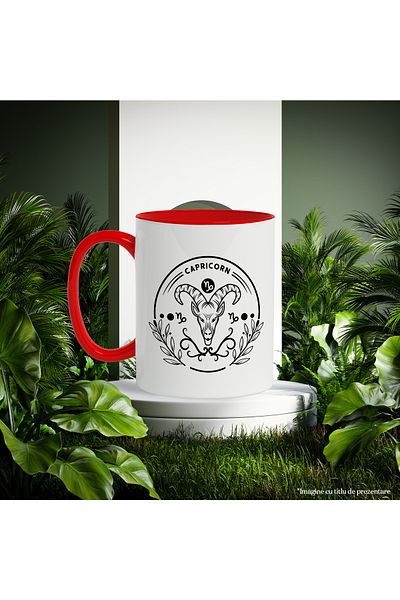 StoryGift Romania Mug with Capricorn zodiac sign, illustration, zodiac sign, astrology, symbol, sign, animal, fr, Cu, STG