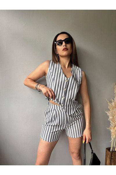 ALLEYTA Women's Shorts Vest Linen Set Mstk New Season