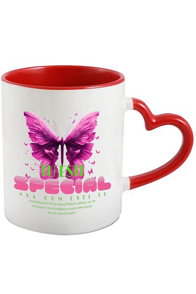 StoryGift Romania Mug You Are Special Just As You Are - Butterfly, 330ml, Ceramic with Heart Handle R, With,STG.