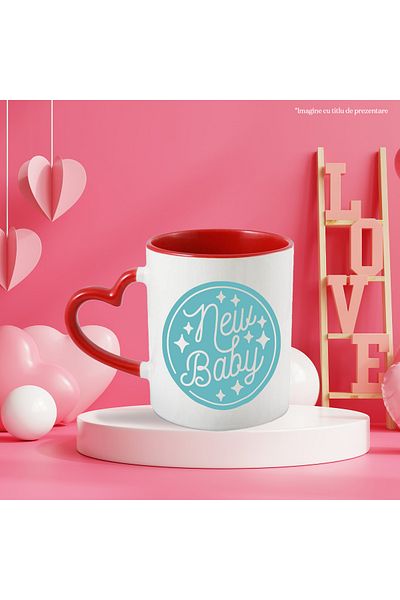 StoryGift Romania Mug With Text in English, New Baby, Children, Parents, Ceramic, 330ml, with Heart Handle, With, STG.