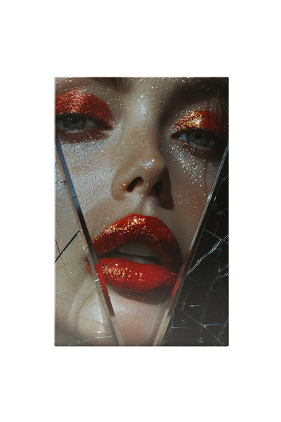 StoryGift Romania Tablou Canvas Reflexia Eleganței Buzelor Roșii Și Ochi Verz...