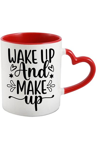 StoryGift Romania Mug with hearts and a message that urges you to wake up and invent something, With,STG.
