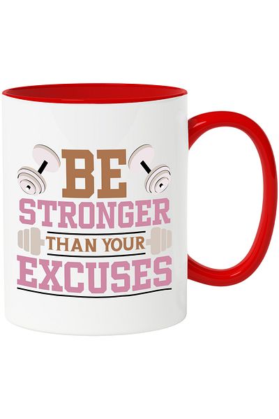 StoryGift Romania Mug with weights and the message "Be stronger than your excuses" - ambition stinks, With ,STG.