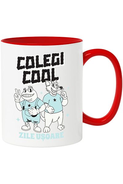 StoryGift Romania Cool Colleagues Mug, Easy Days Friends School Kindergarten, 330ml, Ceramic with Handle, With,STG.