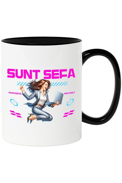 StoryGift Romania Happy Woman Mug with text I'm the Boss Work harder, 330ml, Ceramic with N Handle, With,STG.