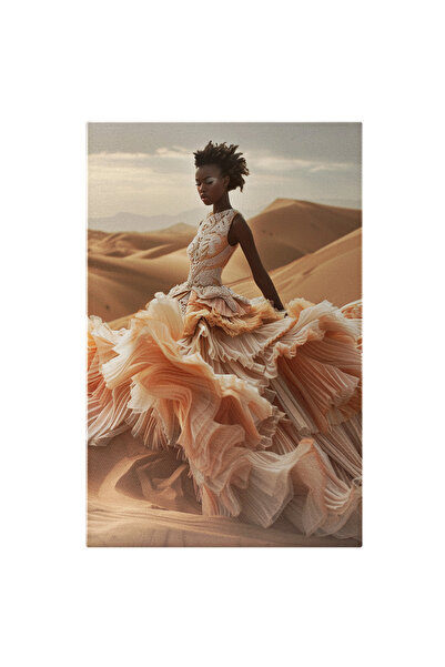 StoryGift Romania Tablou Canvas: Deșertul Piramidal African Rochia Feminină C...