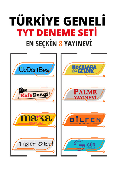 Üç Dört Beş Yayıncılık Türkiye Geneli TYT Genel Deneme 8 Yayın 8 Deneme Seti