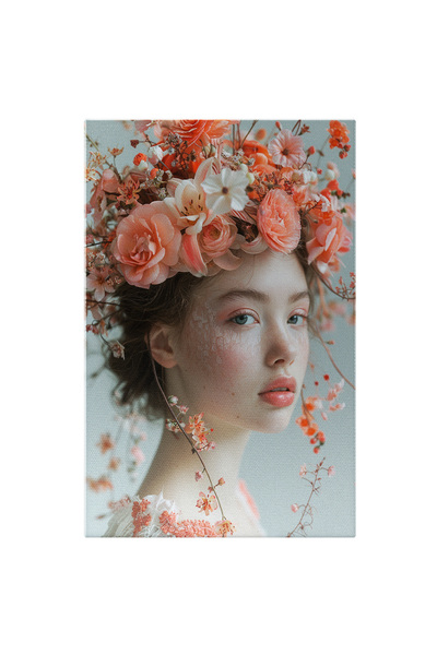 StoryGift Romania Tablou Canvas Fata Gratioasa Cu Coronita Din Floricele Roz ...