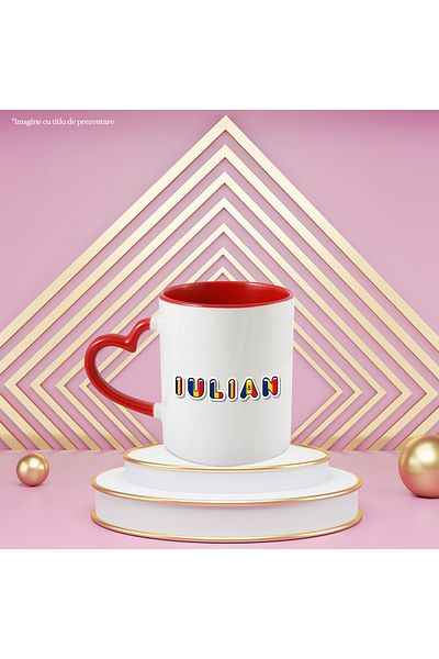 StoryGift Romania Mug With Name Iulian, Romania, Supporter, Romanian Flag, Patriot, 330ml, Wax, With,STG.