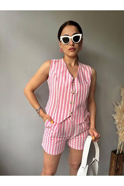 ALLEYTA Women's Shorts Vest Linen Set Mstk New Season