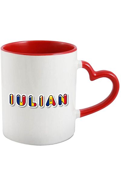 StoryGift Romania Mug With Name Iulian, Romania, Supporter, Romanian Flag, Patriot, 330ml, Wax, With,STG.
