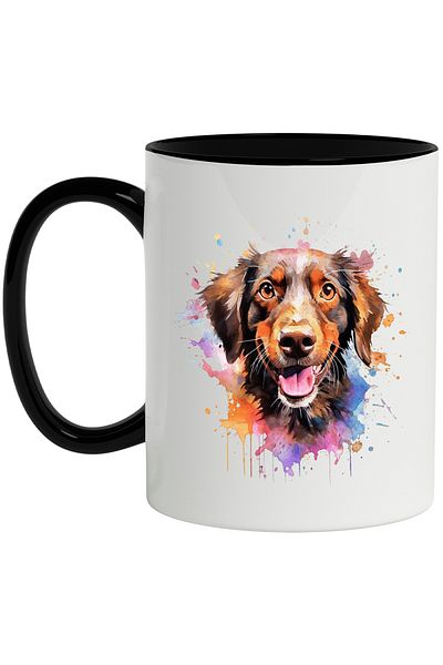 StoryGift Romania Dog Mug, Splashes, Paint, Watercolor, Smile, Multicolor 330 ml, Ceramic c, With, STG.