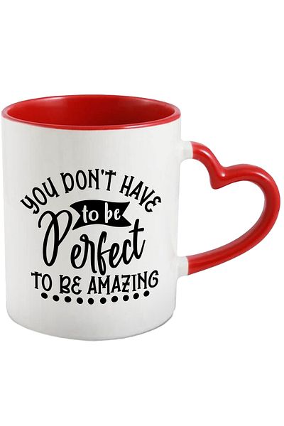 StoryGift Romania Mug with the message "You don't have to be perfect to be amazing" with Heart Handle R, Cu,STG.