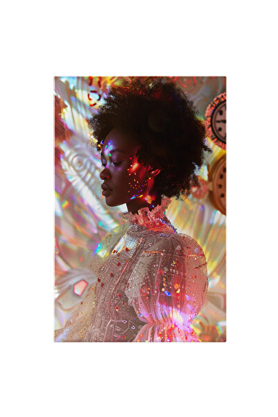 StoryGift Romania Tablou Canvas: Femeie Afro În Rochie Albă Și Reflecții De L...
