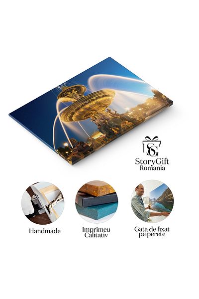 StoryGift Romania Canvas Painting 120 x 80CM Fountain Des Mers Fountain, Paris, Place de la Concorde, Ilu,STG.