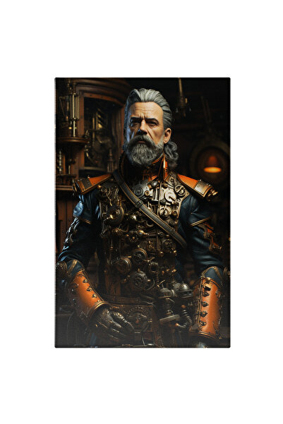 StoryGift Romania Tablou Canvas: Portret Domnitor Cu Par Si Barba Lunga Cu Armura De Fier Rege Pictura Digitala