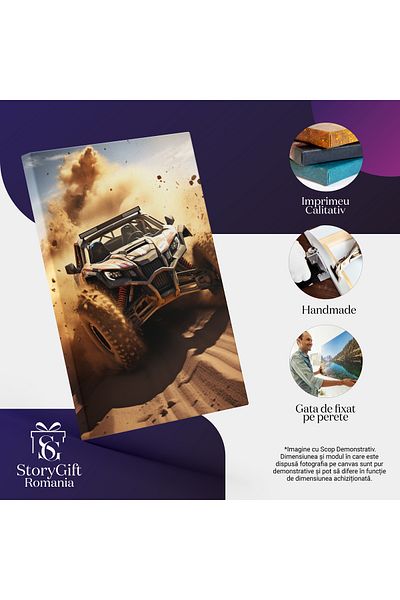 StoryGift Romania Tablou Canvas: Atv Cu Viteză În Deșert- Mașini Și Sporturi Extreme Pictura Digitala