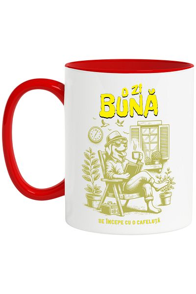 StoryGift Romania Cana Caine relaxing and reading funny message A GOOD DAY STARTS WITH A COFFEE, 33, With ,STG.