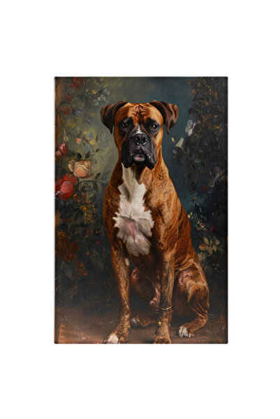 StoryGift Romania Tablou Canvas Adorabilul Caine Maroniu Cu Alb Si Ochii Caprui Cu Urechile Ascutite Intr-un Fun