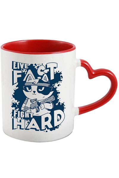StoryGift Romania Cana Cu Live Fast Fight Hard, Cat, Sniper, Animal, Fighter, Multicolor 330 m, Cu, STG.