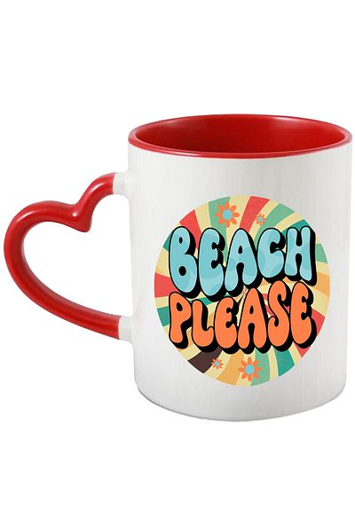 StoryGift Romania Mug with the message "Beach, please", hippie style, culture, illustration, psychedelic,, With ,STG.