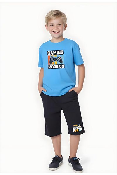 FYK KİDS Boy's Summer Printed Bottom-Top Suit