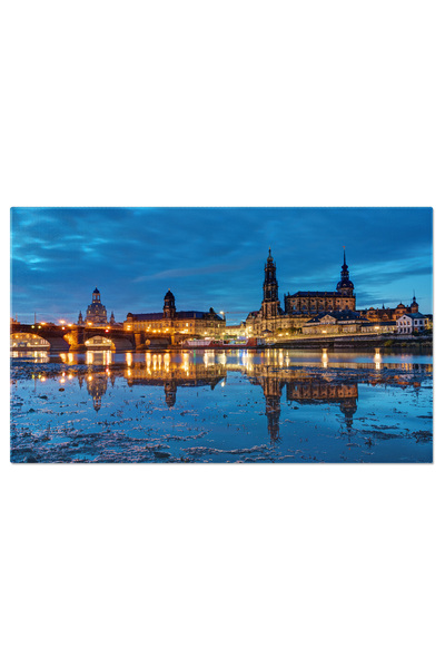StoryGift Romania Tablou Canvas Reperele Dresdaei In Noapte, Arhitectura, Oras, Lumina, Turism, Peisaj Urban 4558