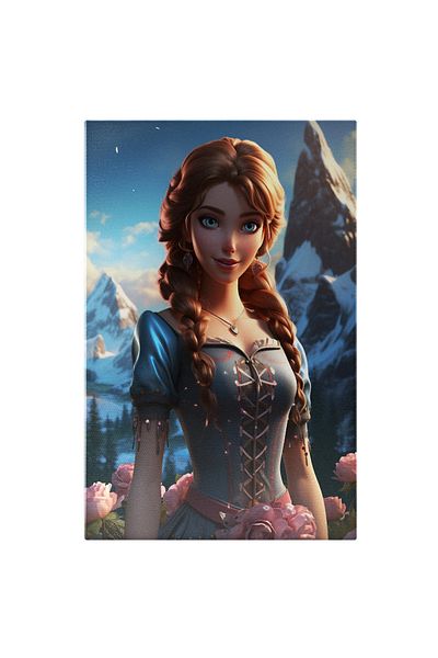 StoryGift Romania Tablou Canvas: Frozen Papusa Roscata Cu Pistrui, Curea Cu Model Trandafiri Si Cercei Transpare