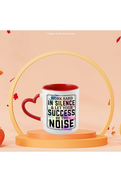 StoryGift Romania Mug with the message "Work hard in silence & let your success be the noise", illustrated, With ,STG.