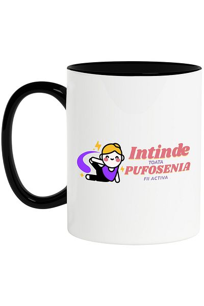 StoryGift Romania Mug Girl doing yoga funny text stretches All the fluffiness sports, 330ml, Ceramic, With, STG.