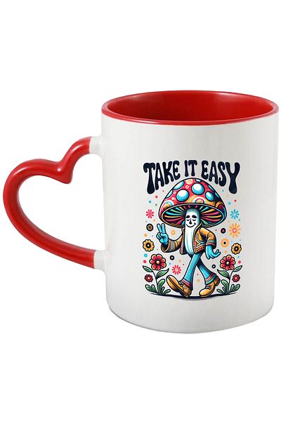 StoryGift Romania Mug with the message "Take it easy", hippie style, culture, illustration, psychedelic, , With ,STG .