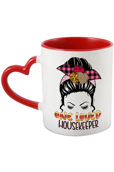 StoryGift Romania Mug with the message "One loved housekeeper", profession, illustration, work, dedication, , With ,STG .