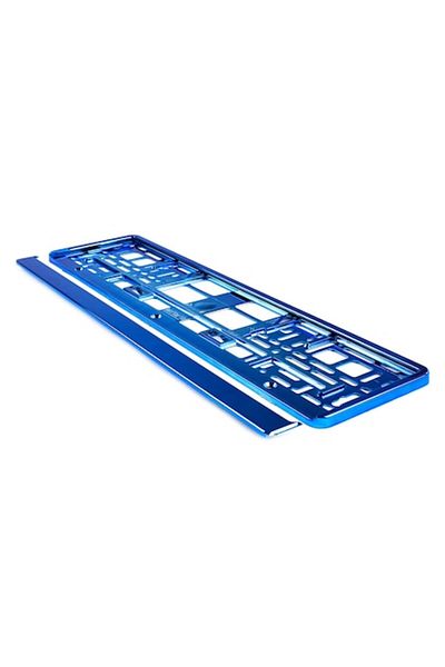 motor starter Metallic blue license plate holder, universal size