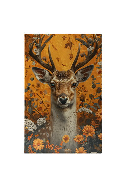 StoryGift Romania Tablou Canvas Cerbul Din Tabloul Cu Flori Privirea Pătrunzătoare Moment De Liniște Și Reflecție