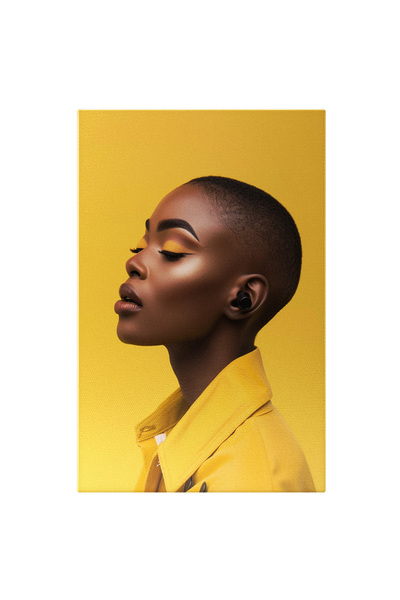 StoryGift Romania Tablou Canvas Frumoasa Tanara Negresa Cu Fard Galben Asorta...